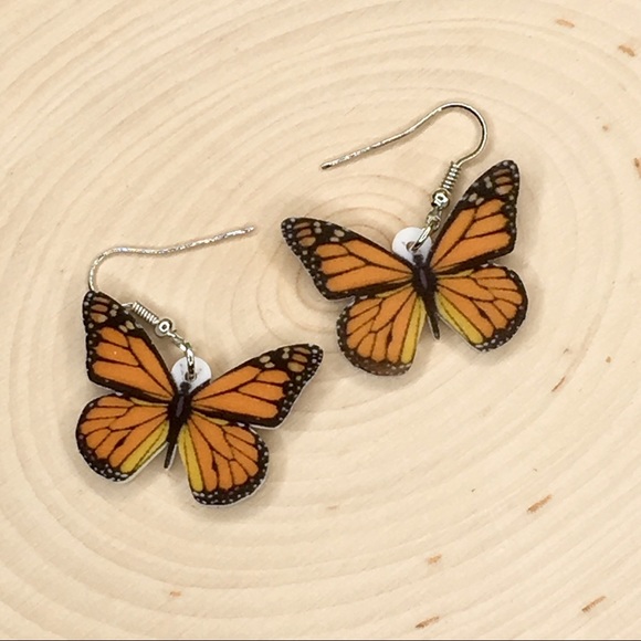 Monarch Butterfly Acrylic Earrings - Picture 6 of 8